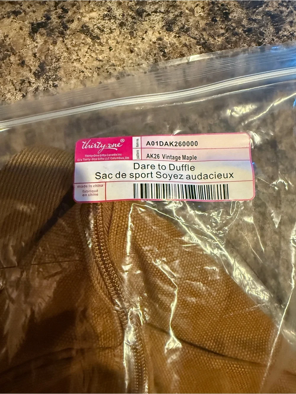 Dare to Duffle by Thirty-One in vintage maple